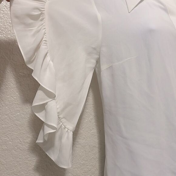 Michael Kors Collection Silk Georgette Ruffled Button Front Blouse Blouse Size 6 - Picture 6 of 8